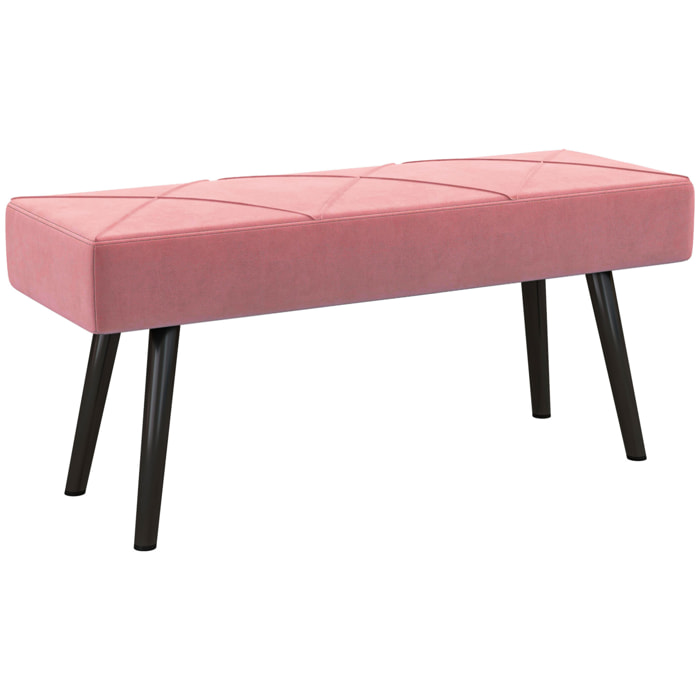 Taburete Pie de Cama Multifuncional Banco Pie de Cama Moderno Banco Dormitorio con Pies de Acero y Asiento Acolchado Carga 120 kg para Entrada Pasillo 100x36x45 cm Rosa