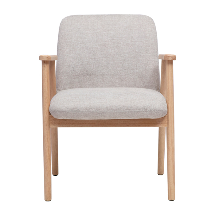Chaises en tissu effet velours texturé beige et bois clair (lot de 2) KITTY