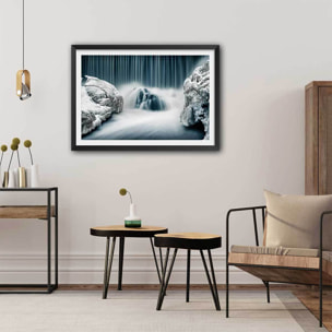 Affiche ""Cascade de glace"" Affiche + cadre en bois - Noir