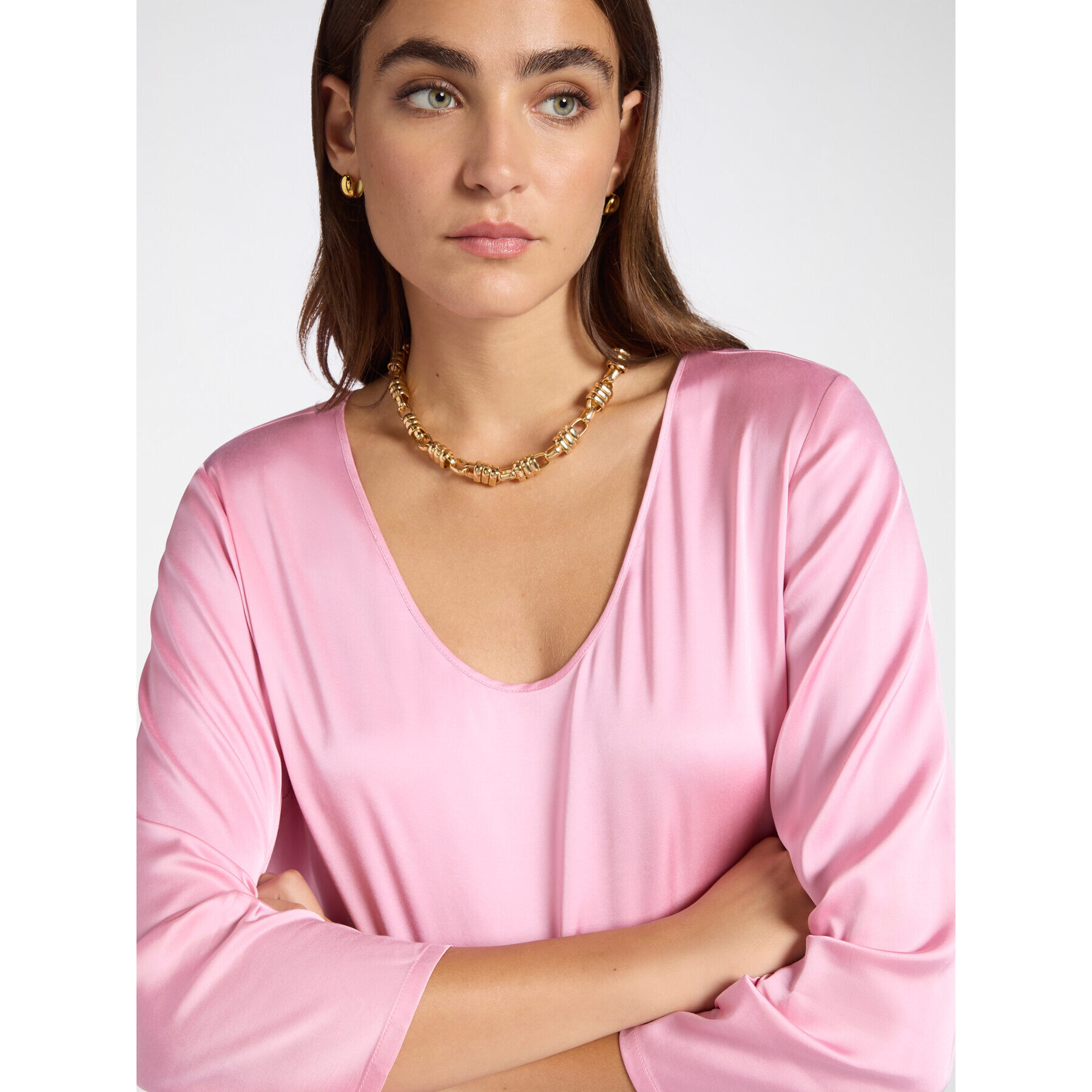 Elena Mirò - Blusa in raso stretch - Fucsia