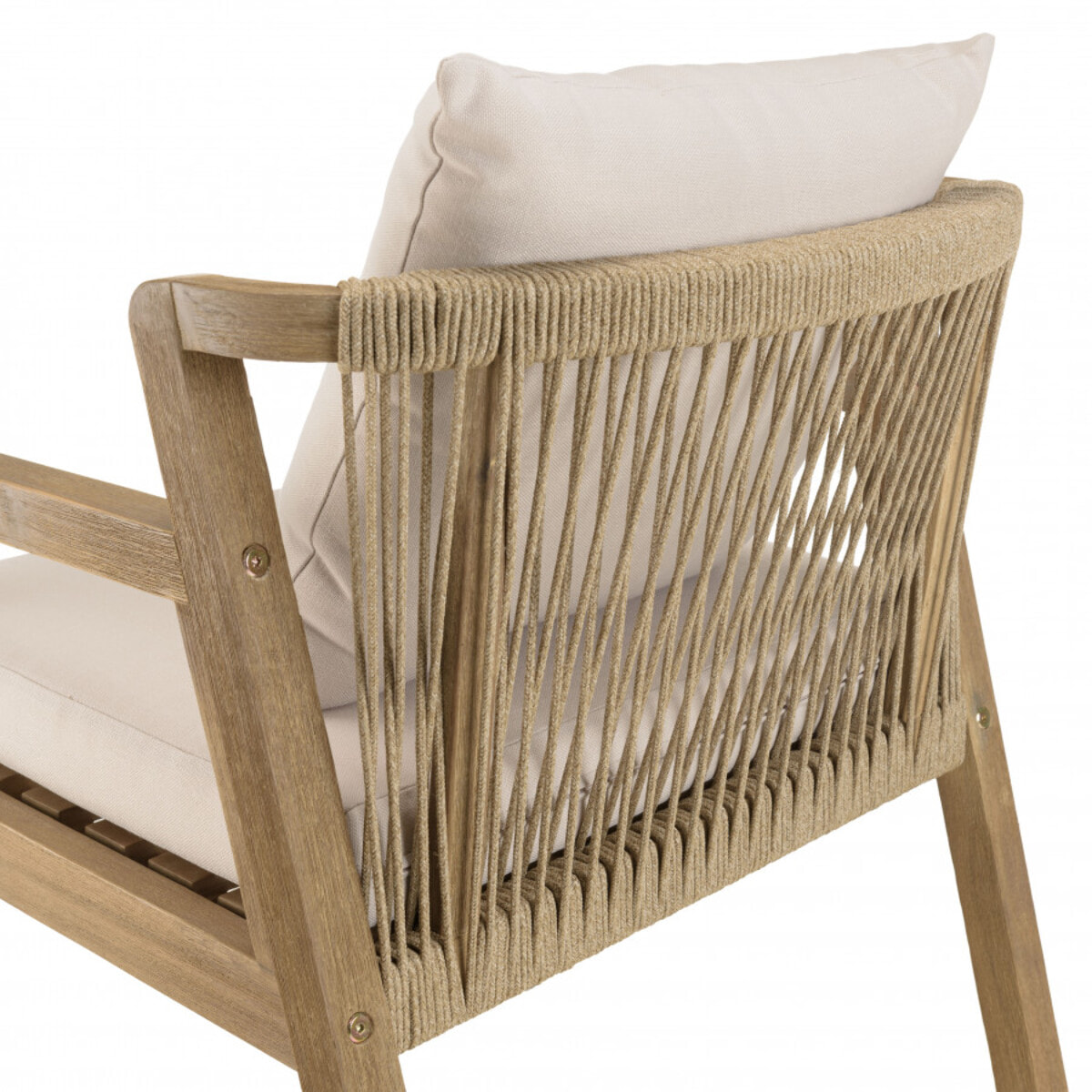 CELESTIN - Salon de jardin acacia/cordage synthétique beige 6 personnes