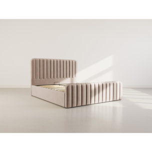 Alice - lit coffre - 160x200 cm - en velours - Taupe