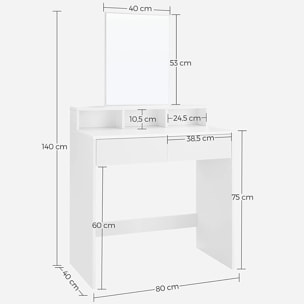 Tavolo da trucco bianco in stile scandinavo con specchio