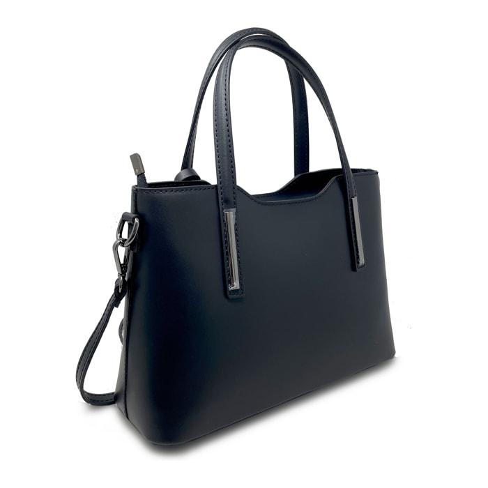 Chicca Borse - Borsa a Mano Donna in Vera Pelle - Colore Nero