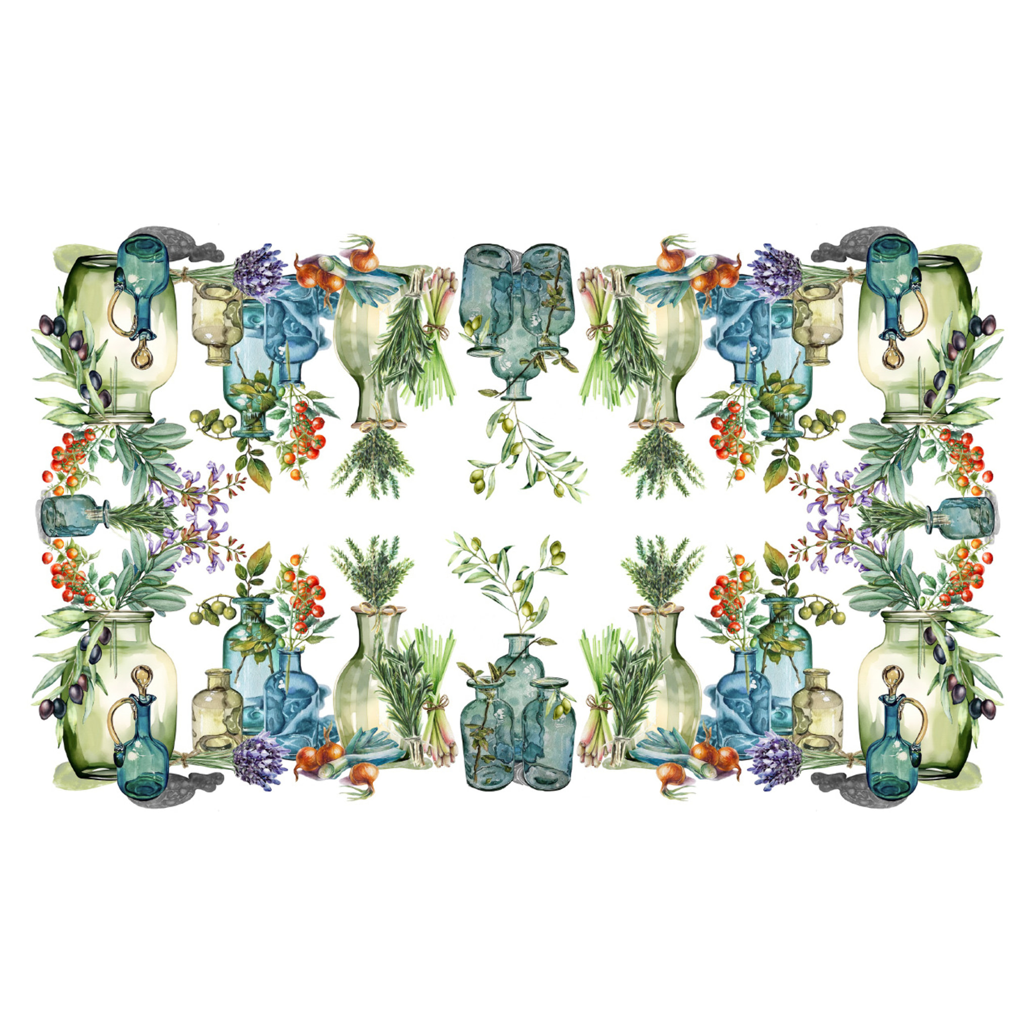 Tovaglia Copritavolo Cucina In Stampa Digitale Disegno Herbs GI