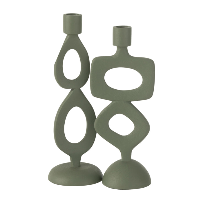 J-Line bougeoir Anneaux - aluminium - vert - 2 pièces