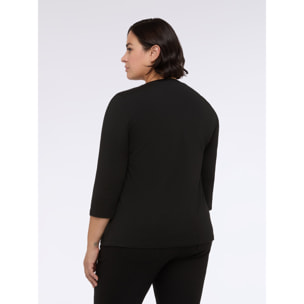 Fiorella Rubino - Camiseta de jersey de algodón con trabajo de rombos - Negro