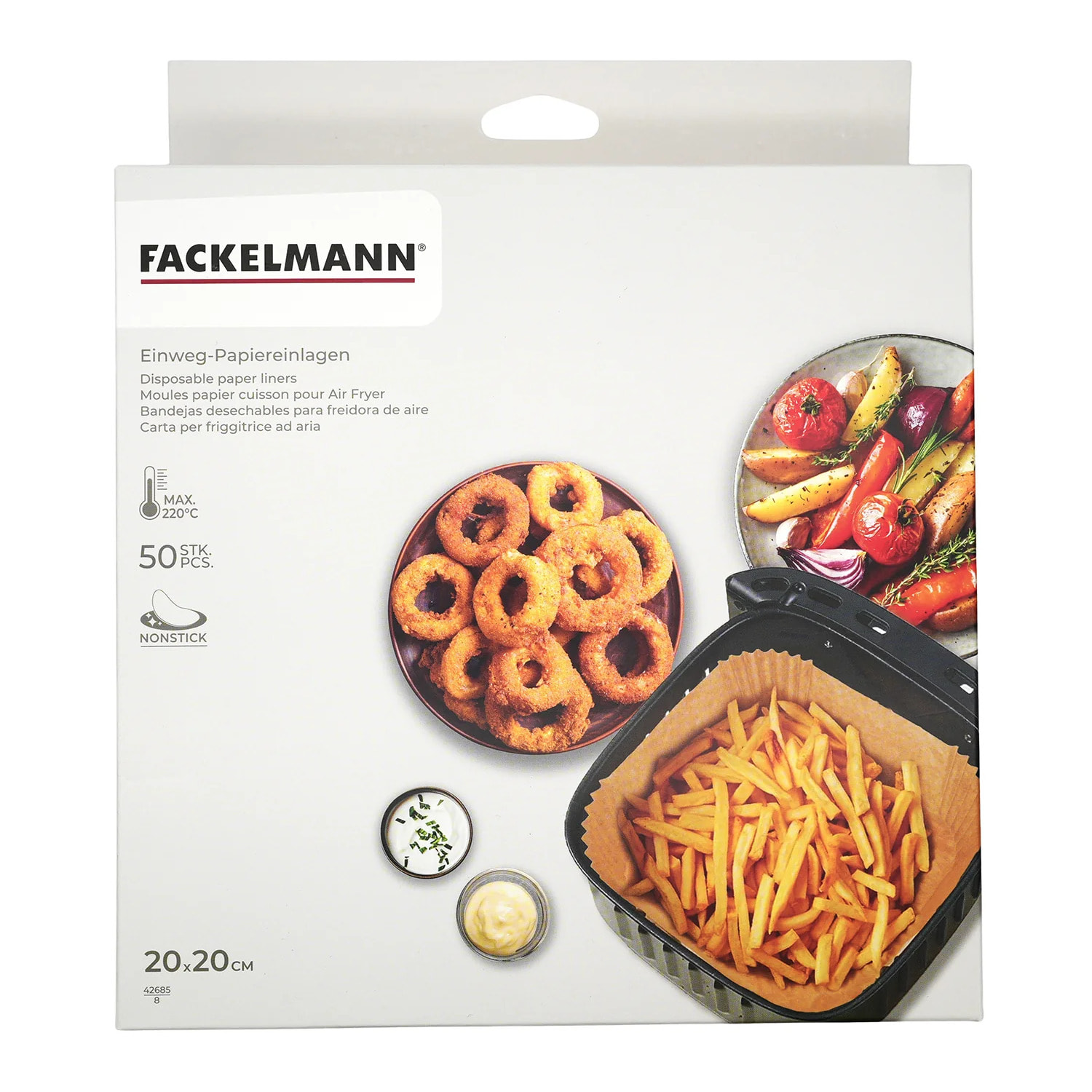 Ensemble de 100 Moules en papier pour air fryer carrés Fackelmann Divers