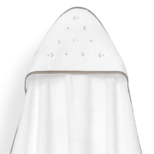 Capa Baño 1X1 Mod Estrella Luna Multicolor+Gorro Bco/Beig