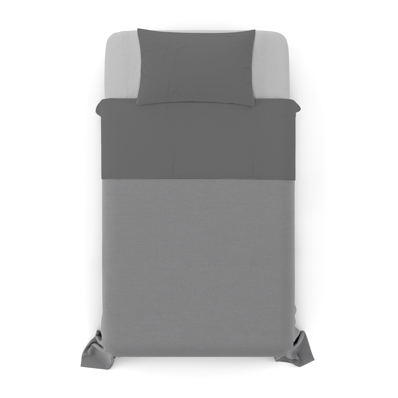 COMPLETO LETTO NATURAL COLOUR MADE IN ITALY COTONE-GRIGIO CHIARO/FUMO PIAZZA E MEZZA