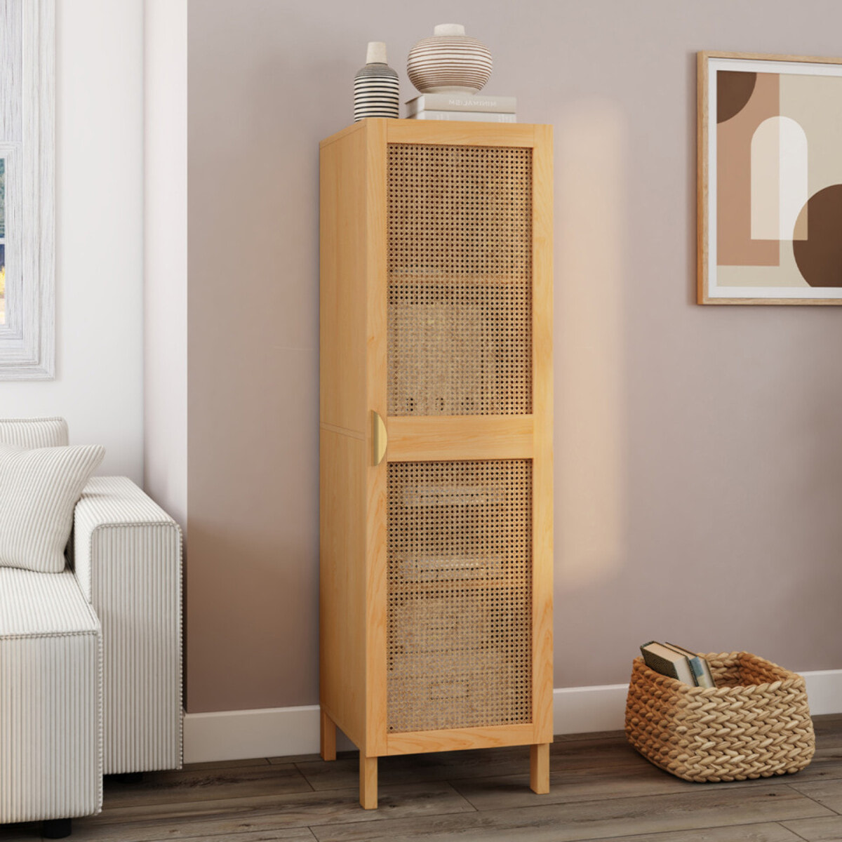 Armoire Eve 1 porte cannage H120cm