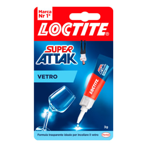 Loctite Super Attak Vetro Adesivo Impermeabile e Trasparente - Flacone da 3g