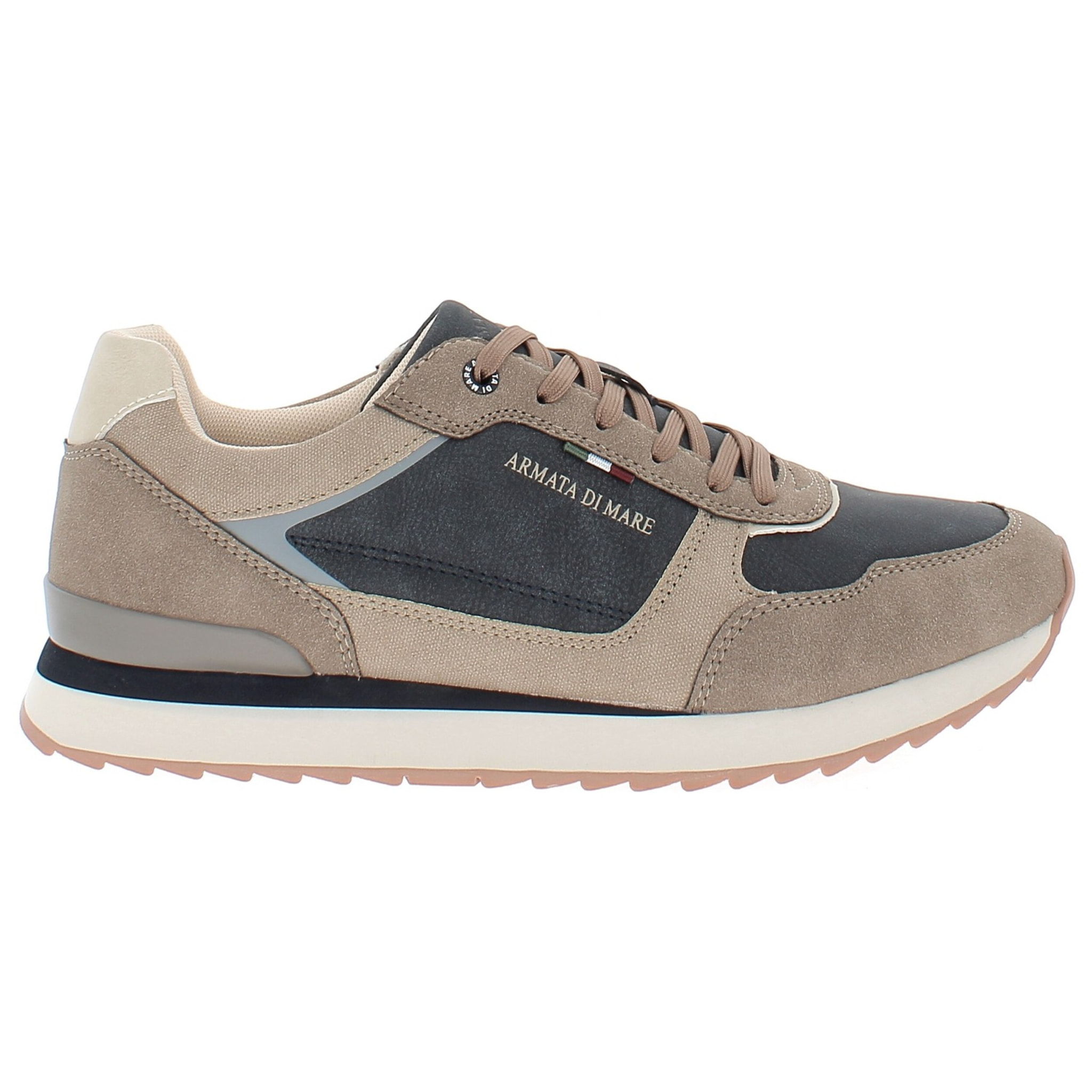 Armata di Mare Scarpe Uomo Sneakers Vintage Running con Soletta Rimovibile in Memory Foam AMU 2N813 Taupe Navy
