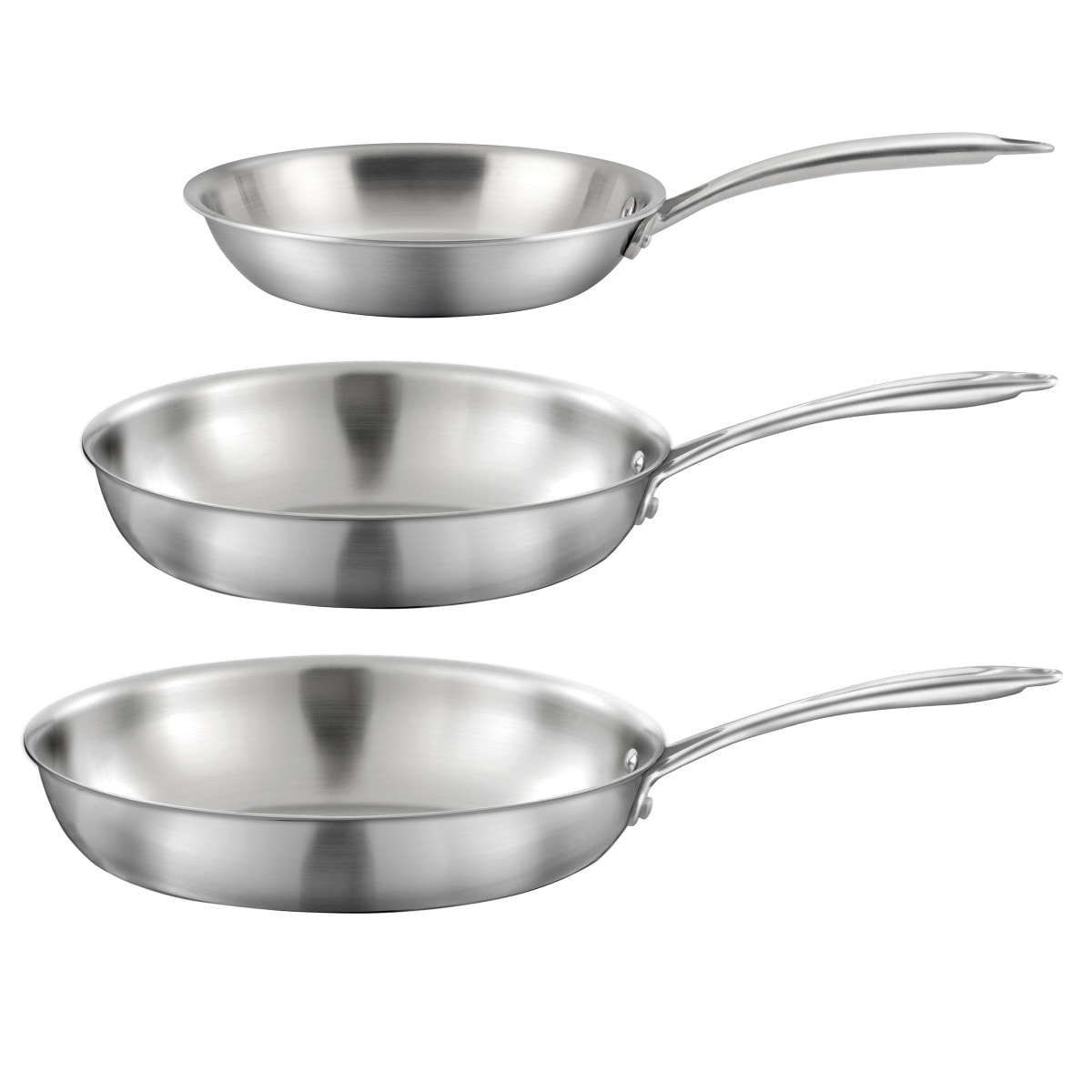 Gourmet - Set di 3 padelle in acciaio inox 20-24-28 cm