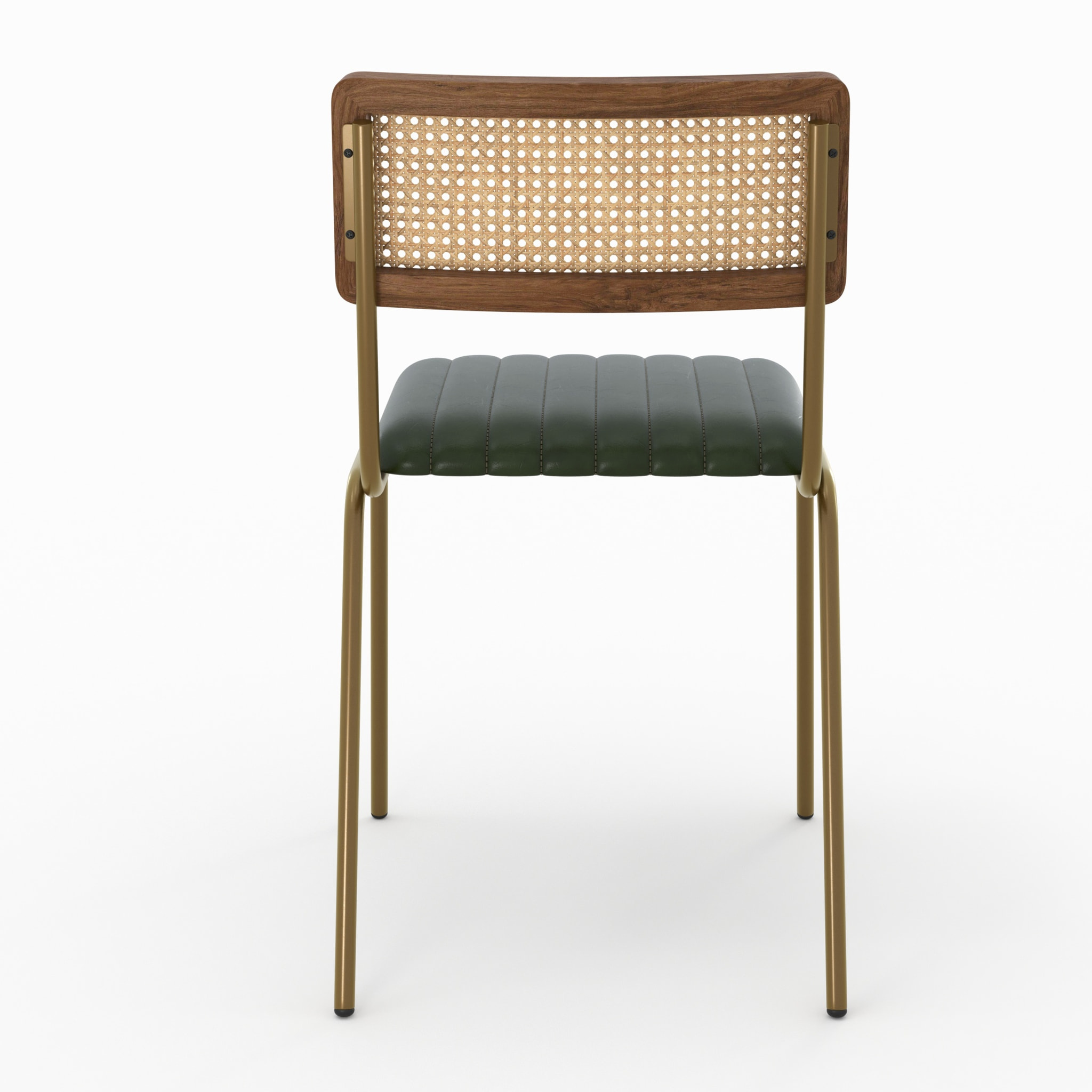 Lot de 2 chaises en cannage et cuir vert - Arsène