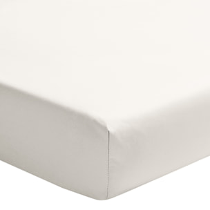 Como - Drap housse blanc ivoire en percale de coton - 180x200cm.