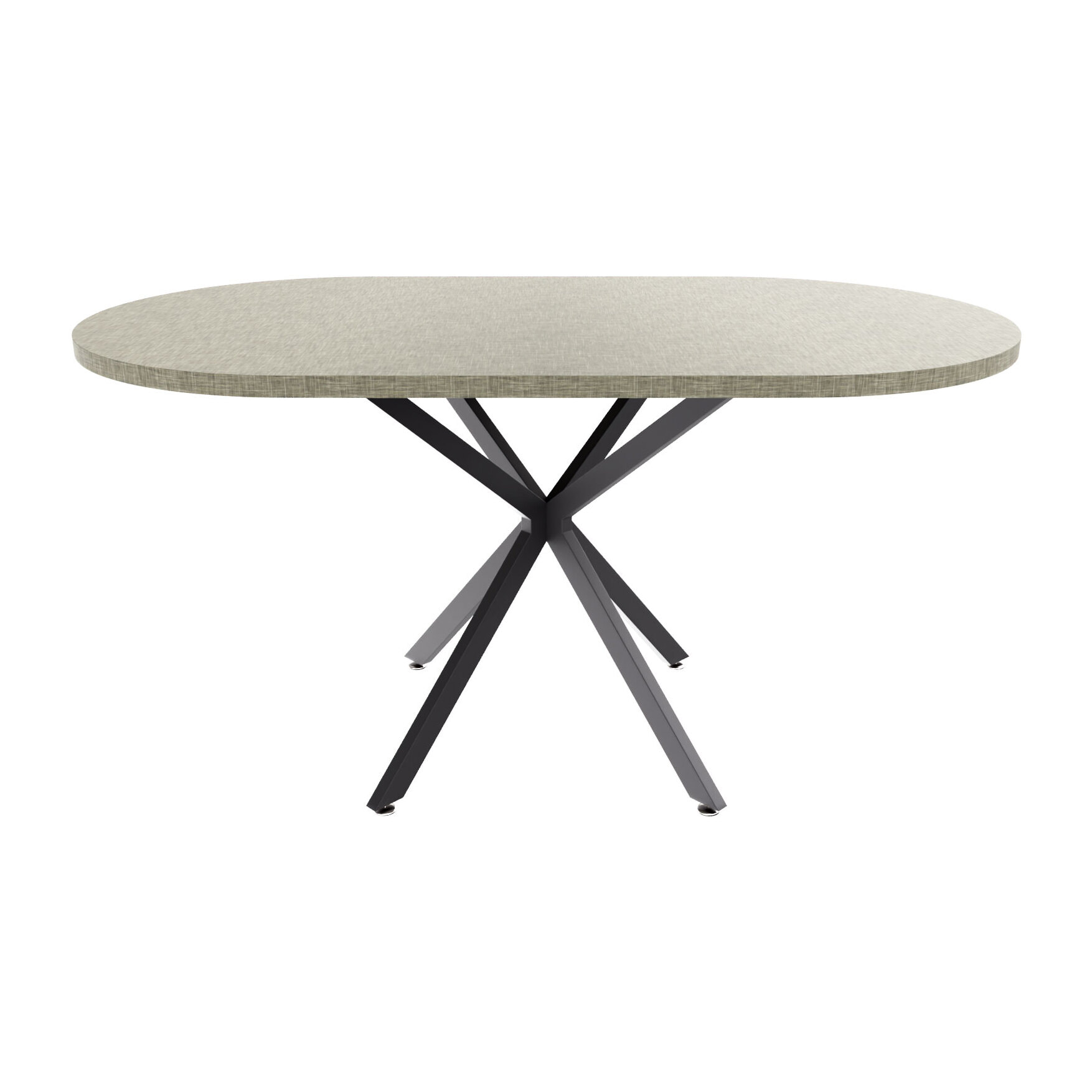 Marui Small - Tavolo da pranzo ovale 150x90 cm in Legno Testurizzato con Piede Centrale in metallo Kiso