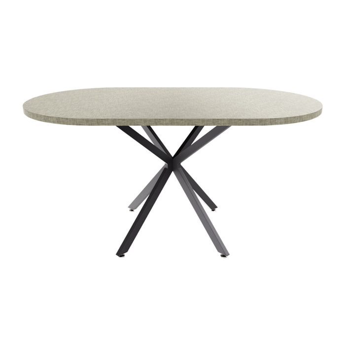 Marui Small - Tavolo da pranzo ovale 150x90 cm in Legno Testurizzato con Piede Centrale in metallo Kiso