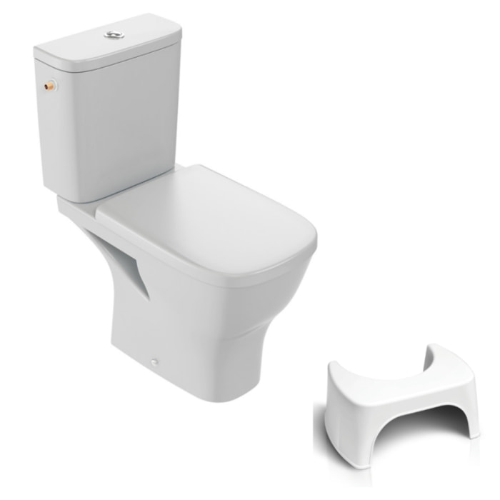 WC à poser sans bride Struktura + abattant + Tabouret physiologique blanc