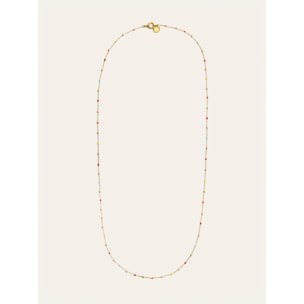 Collar Long Dots L Colors Enamel Acero Baño Oro