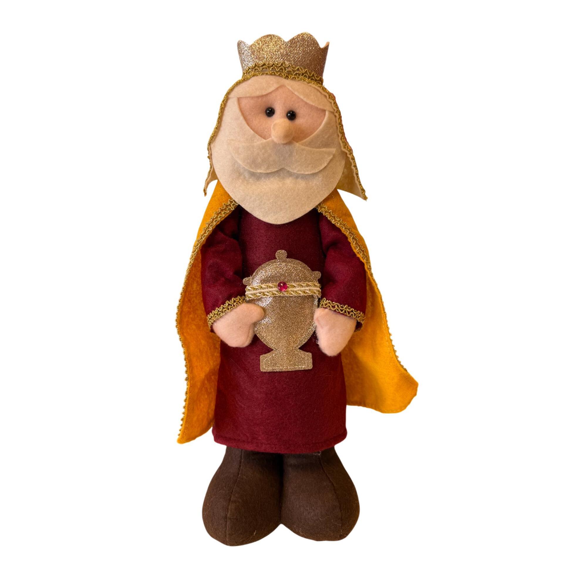Set de los 3 reyes magos decorativos navideños de h.40cm - con base estable, figuras en poliéster