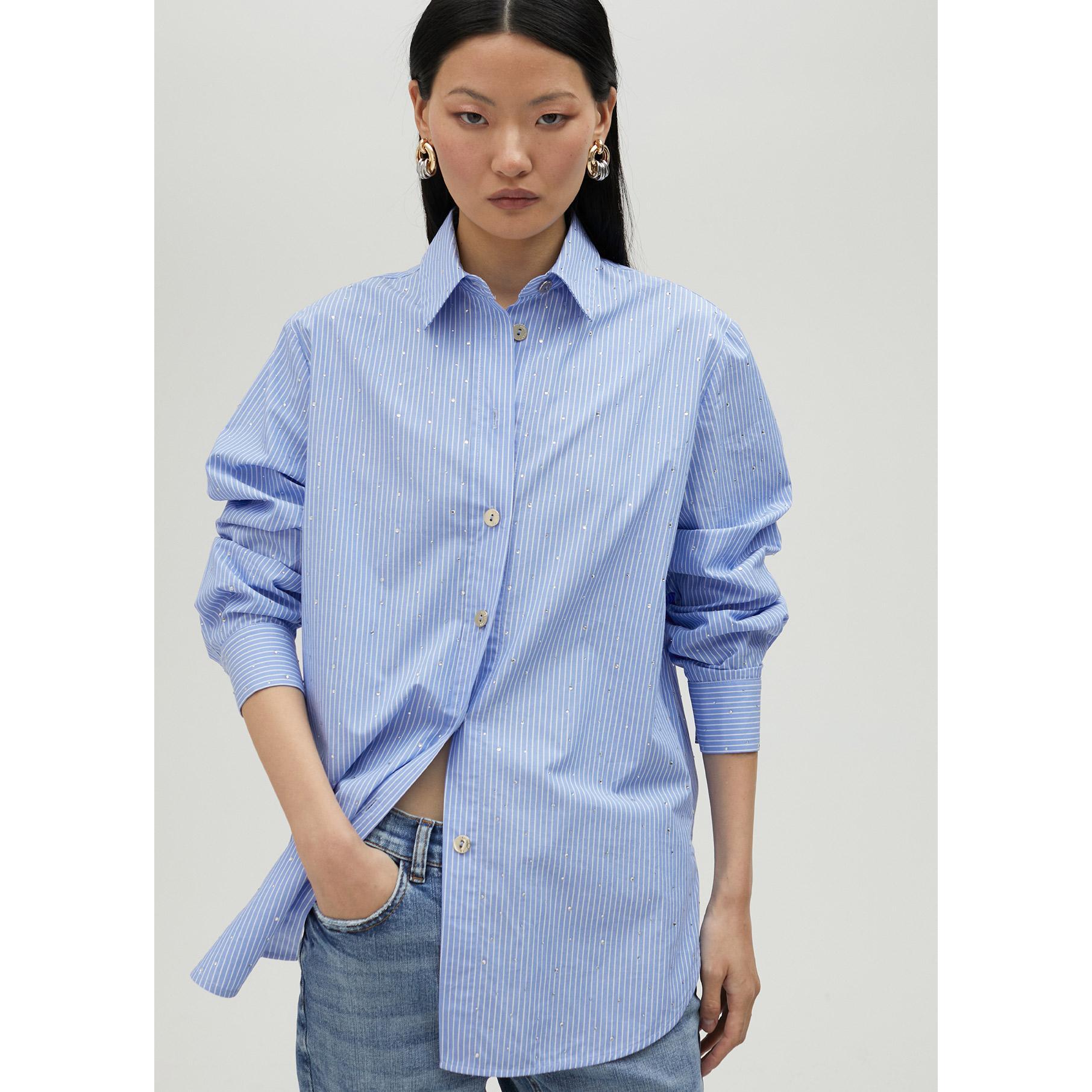 Camicia a righe con strass