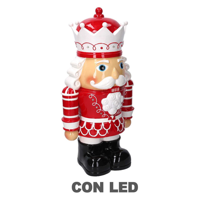 Soldatino in resina bianco e rosso con led cm26x18h48