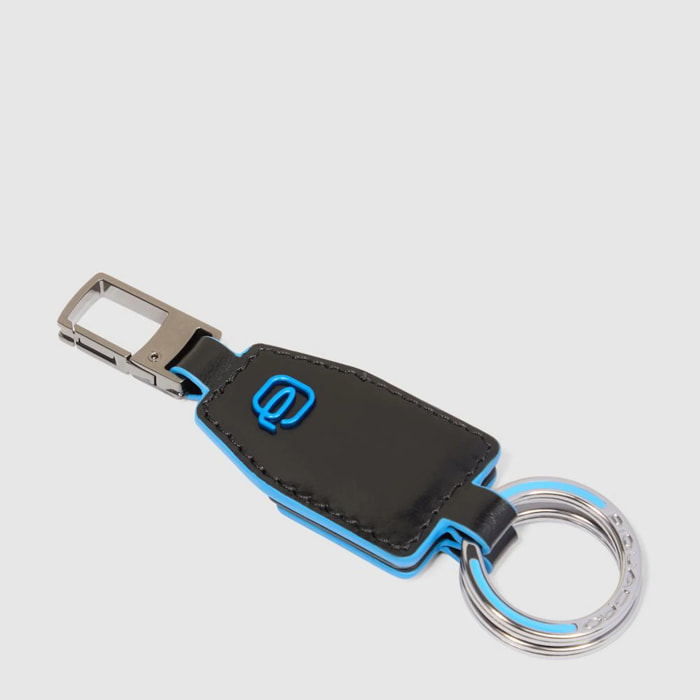 Piquadro Portachiavi divisibile in pelle con moschettone