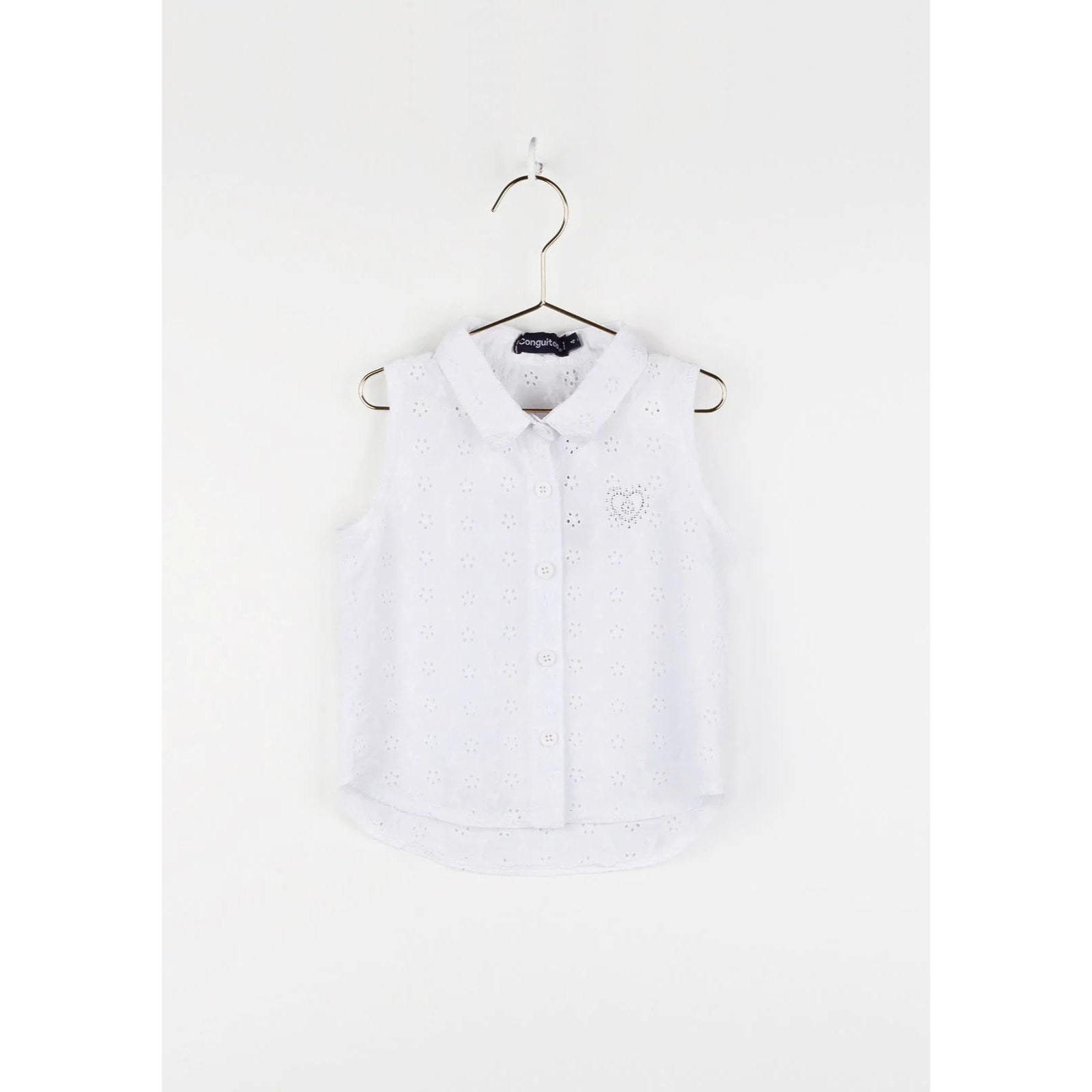 Camisa de Niña Troquelada Blanco