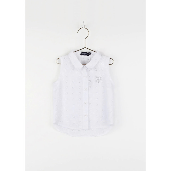 Camisa de Niña Troquelada Blanco