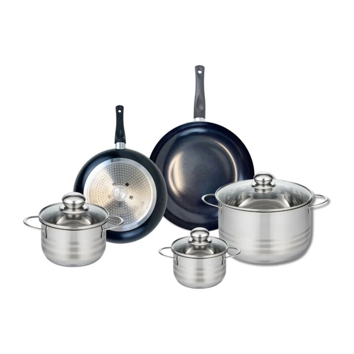 Ensemble de 2 Poêles de cuisson 20 et 24 cm et 3 faitouts 12, 14 et 20 cm Elo Prima Brillant