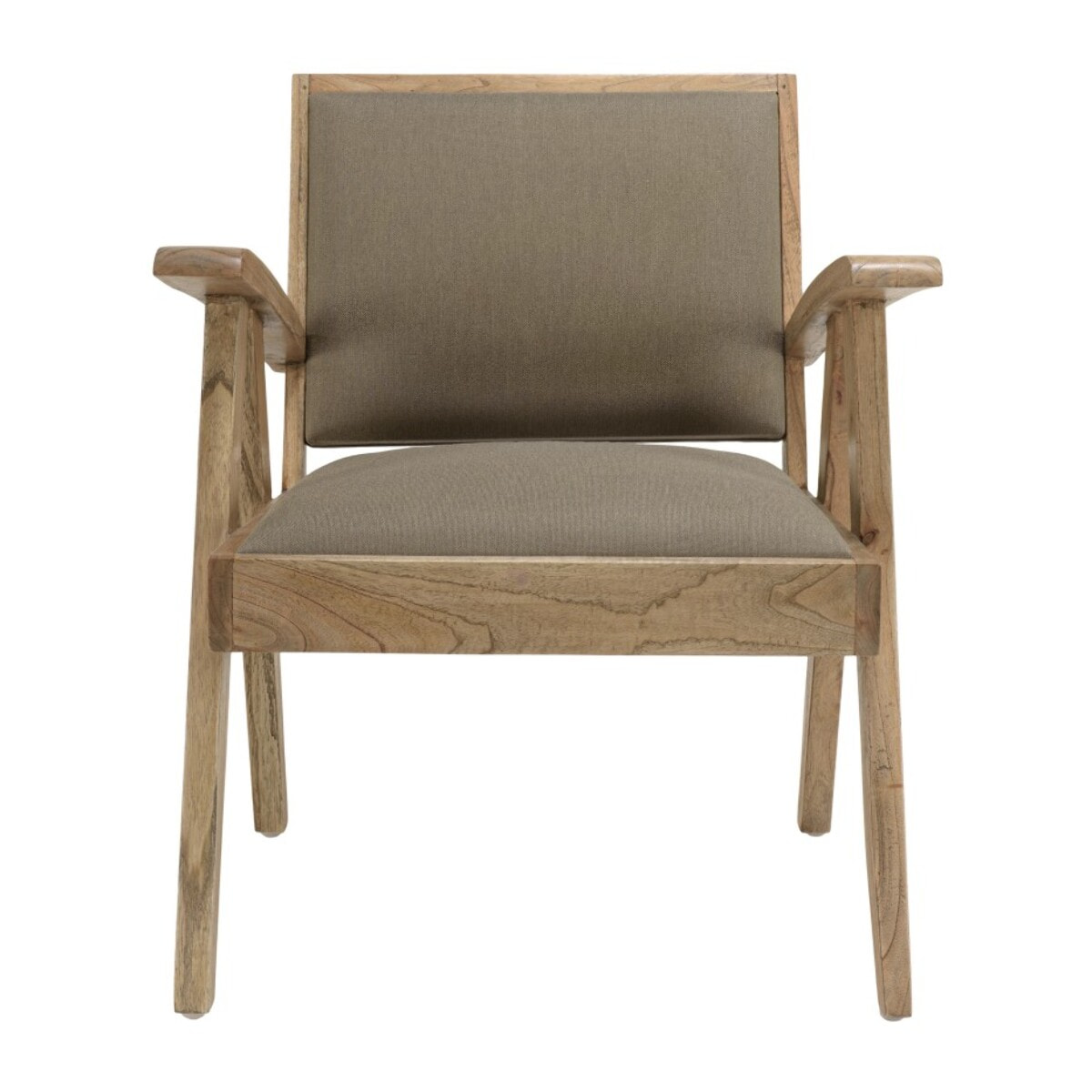 DAK - Fauteuil en Mindi, assise en tissu kaki chiné