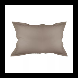 Taie d'oreiller percale de coton uni brun Olana pin