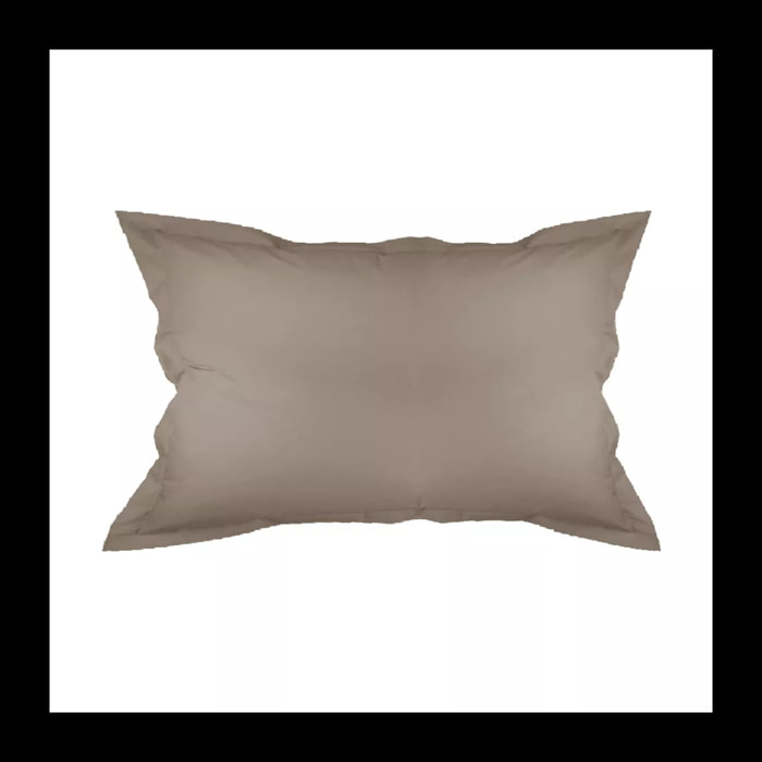 Taie d'oreiller percale de coton uni brun Olana pin