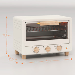 Horno Eléctrico de Sobremesa Horno Sobremesa de 16L 1400W Horno Eléctrico con Puerta de Vidrio Temporizador y Temperatura Ajustables hasta 230℃ Crema