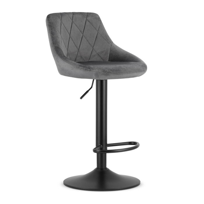 Set di 2 sgabelli da bar Kast in velluto grigio e metallo