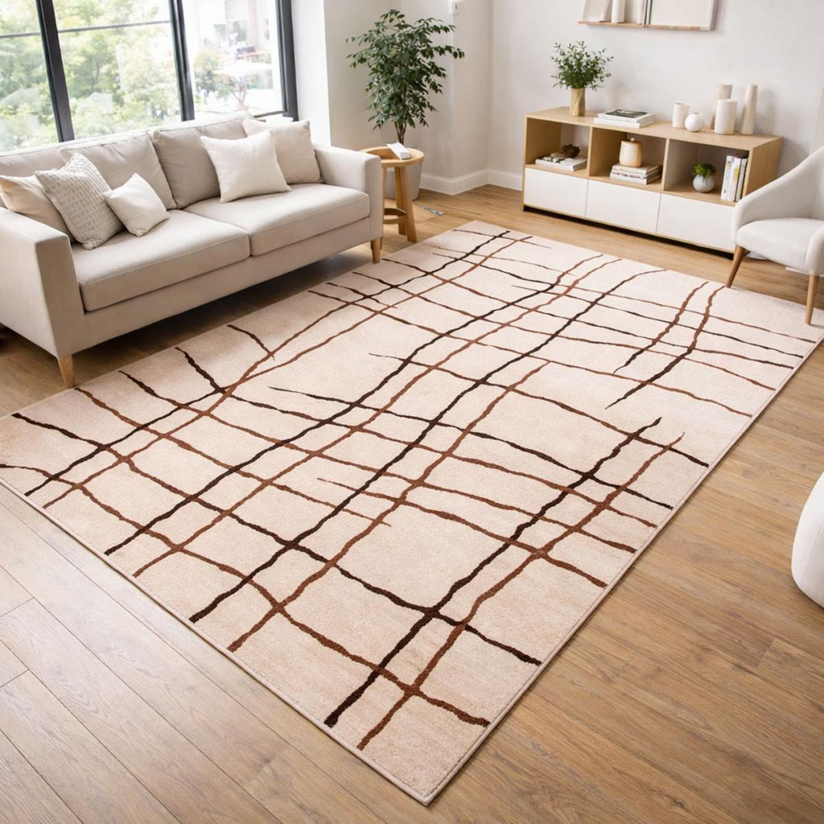 Tapis salon et chambre tissé motif abstrait NAKI