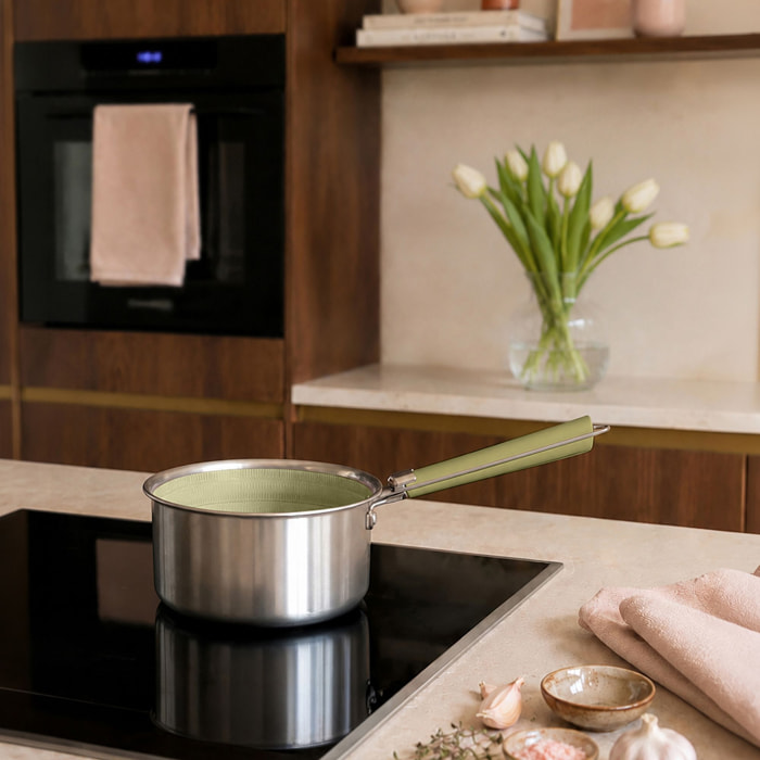 Casserole 16cm en acier inoxydable vert AGLAE