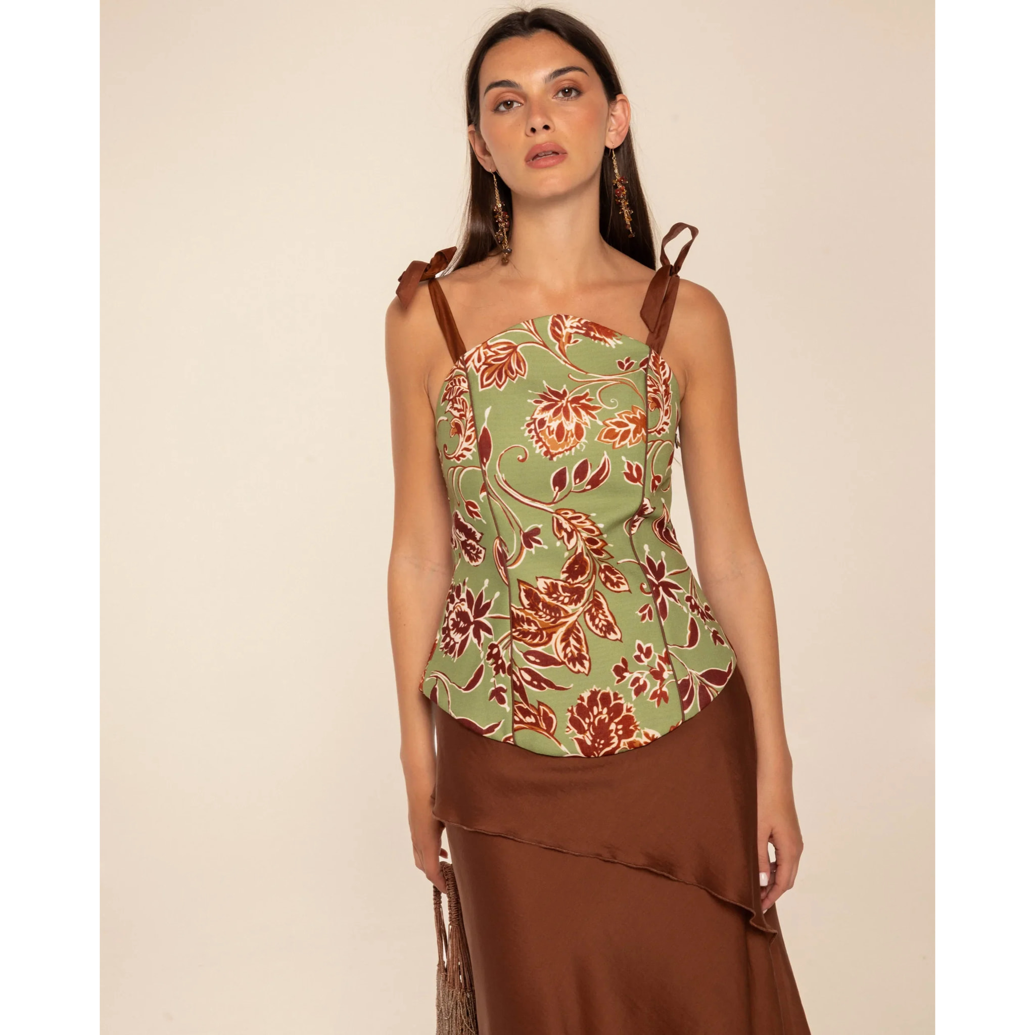 Top de tirantes estilo corpiño de algodón de mujer