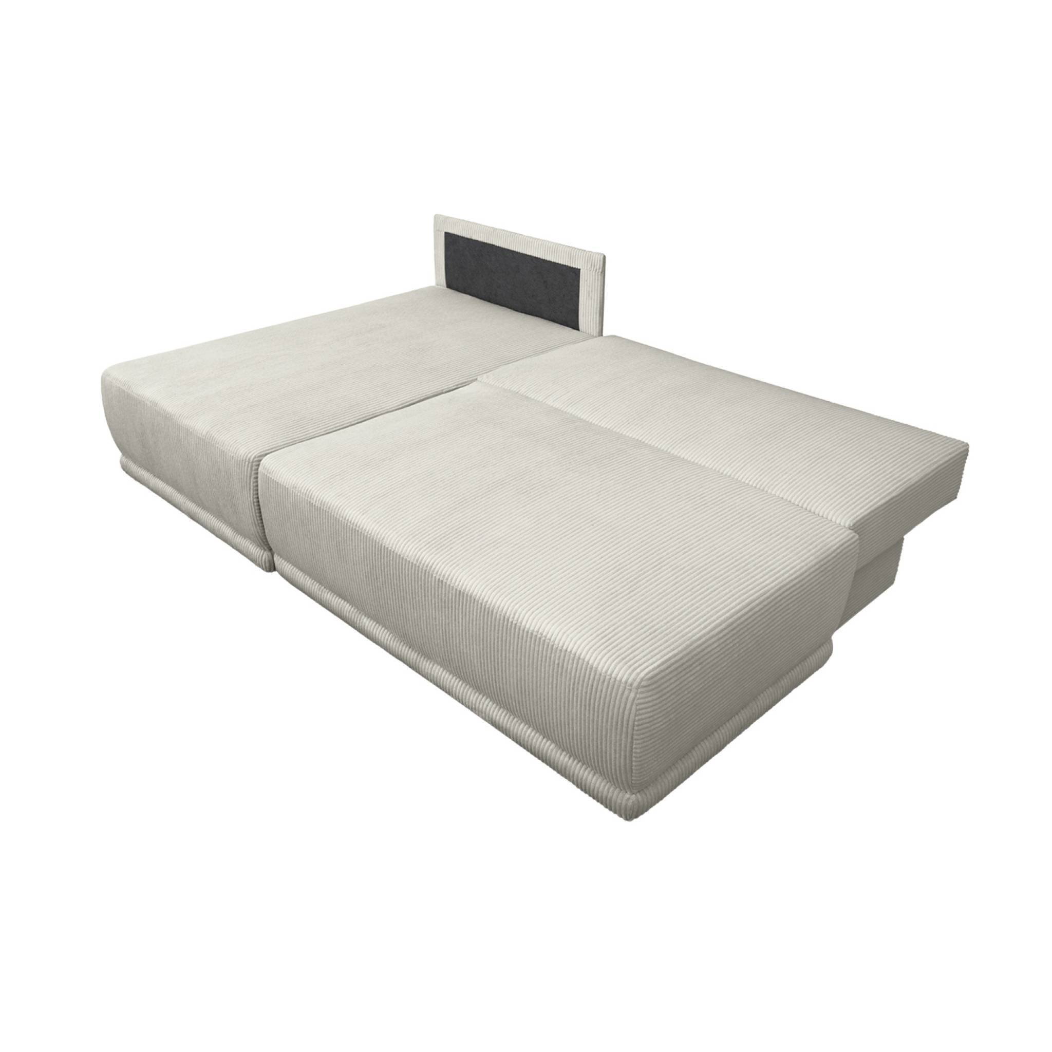 Banquette canapé d'angle gauche convertible 3 places velours côtelé avec coffre NELSON