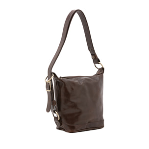 Borsa a secchiello  da donna In Vera pelle Made in Italy 25x28x14 cm