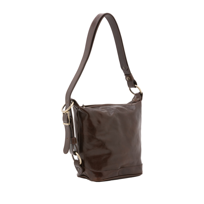Borsa a secchiello  da donna In Vera pelle Made in Italy 25x28x14 cm