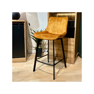 Tabouret de bar rembourré et capitonné en velours - EMMA 2
