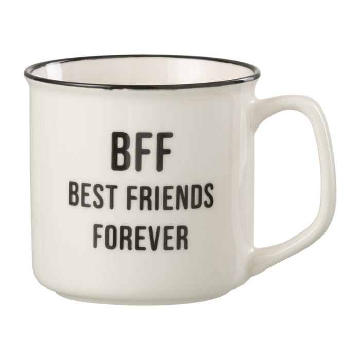 J-Line tasse Message Bff - porcelaine - blanc/noir
