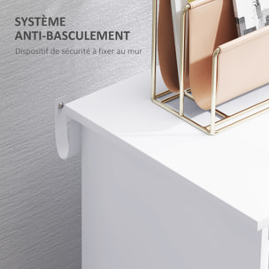 Buffet design industriel - meuble de rangement 3 niches placard - blanc métal gris