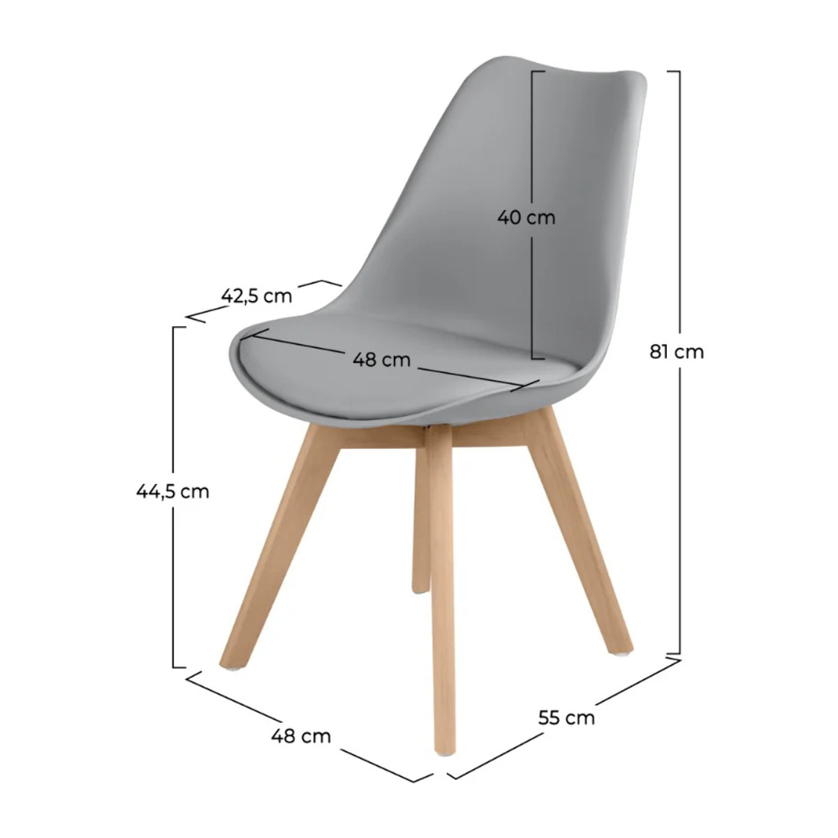 Lot de 2 chaises gris clair et pieds bois - Skandi