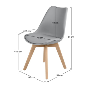 Lot de 2 chaises gris clair et pieds bois - Skandi