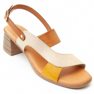 Sandalia de tacón - Marron - Altura: 5 cm