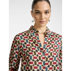 Elena Mirò - Camisa de viscosa estampada - Burgundy