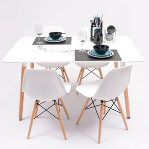 Sedie design moderno con gambe legno set da 4 Ester bianco